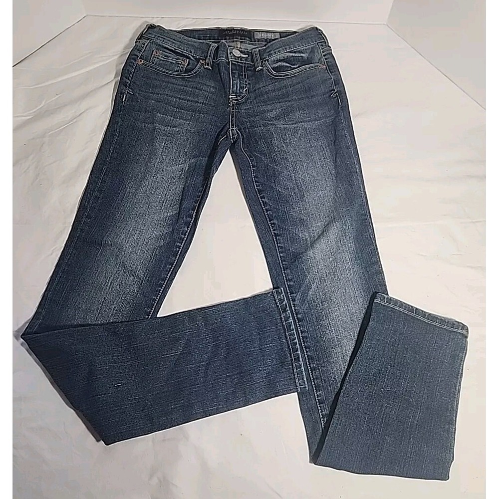 Aeropostale Jeans Womens Size 4 Mid Rise Blue Dark Wash Skinny Ankle Straight